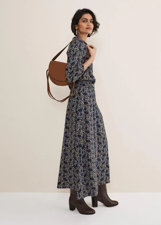 Phase Eight Phillipa Poppy Midi Dress Navy Women Dresses