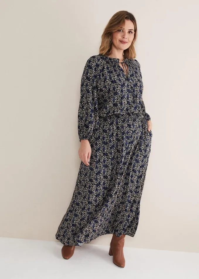 Phase Eight Phillipa Poppy Midi Dress Navy Women Dresses