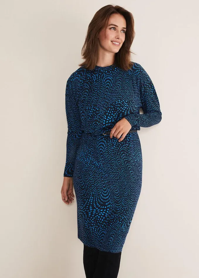 Phase Eight Pinna Print Jersey Dress Cobaltnavy Women Dresses