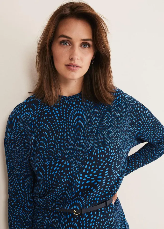 Phase Eight Pinna Print Jersey Dress Cobaltnavy Women Dresses