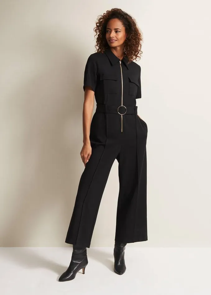 Phase Eight Polly Black Zip Jumpsuit Black Women Dresses