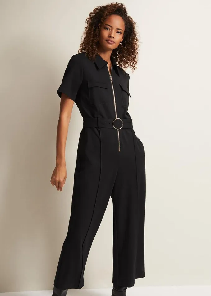 Phase Eight Polly Black Zip Jumpsuit Black Women Dresses