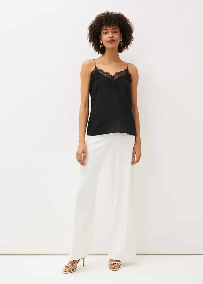 Phase Eight Rachael Lace Trim Silk Camisole Black Women Shirts and Blouses