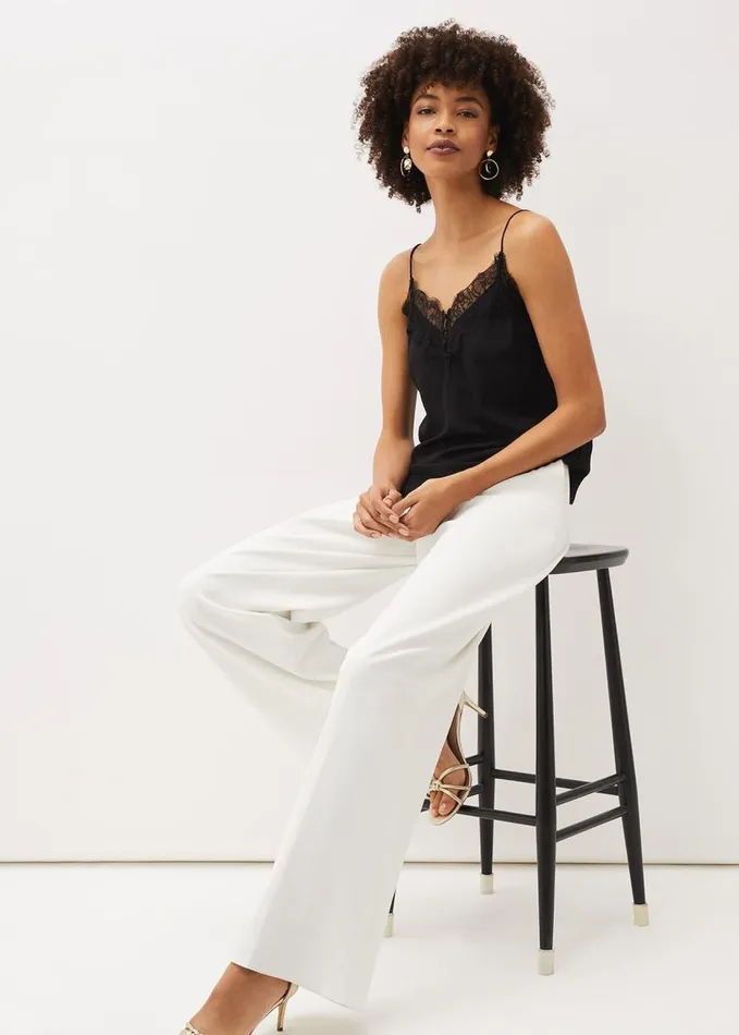 Phase Eight Rachael Lace Trim Silk Camisole Black Women Shirts and Blouses