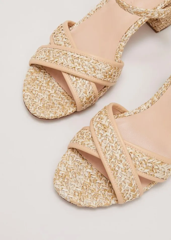 Phase Eight Raffia Block Heel Natural Women Heels