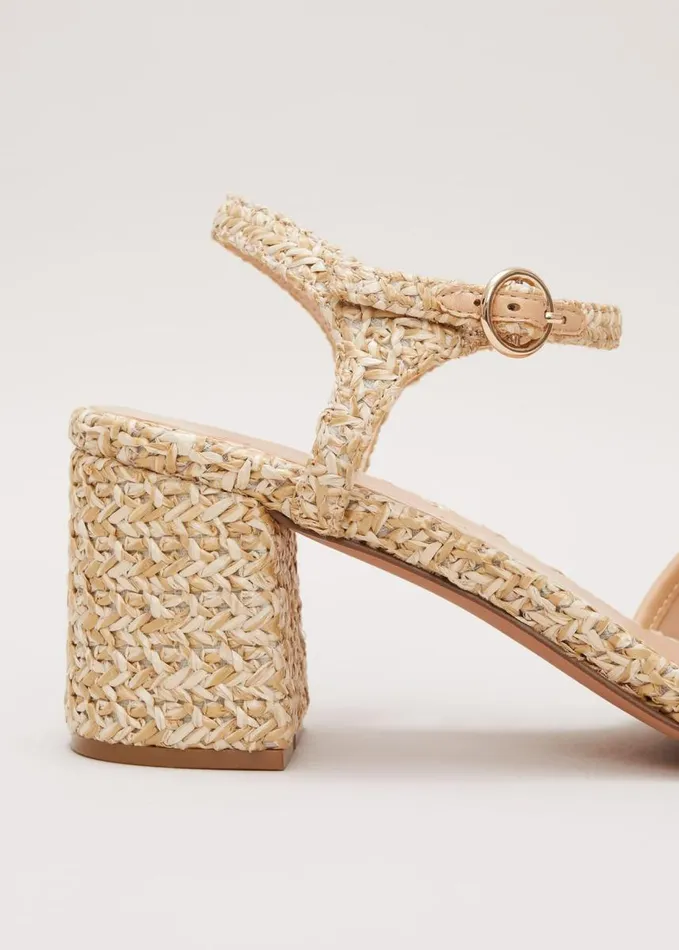 Phase Eight Raffia Block Heel Natural Women Heels