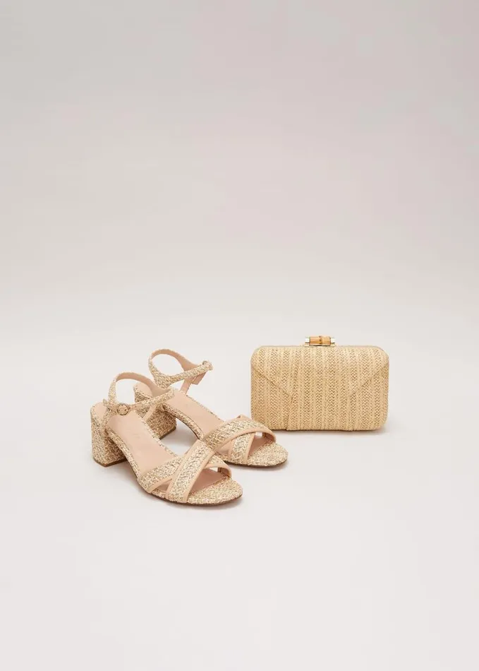 Phase Eight Raffia Block Heel Natural Women Heels