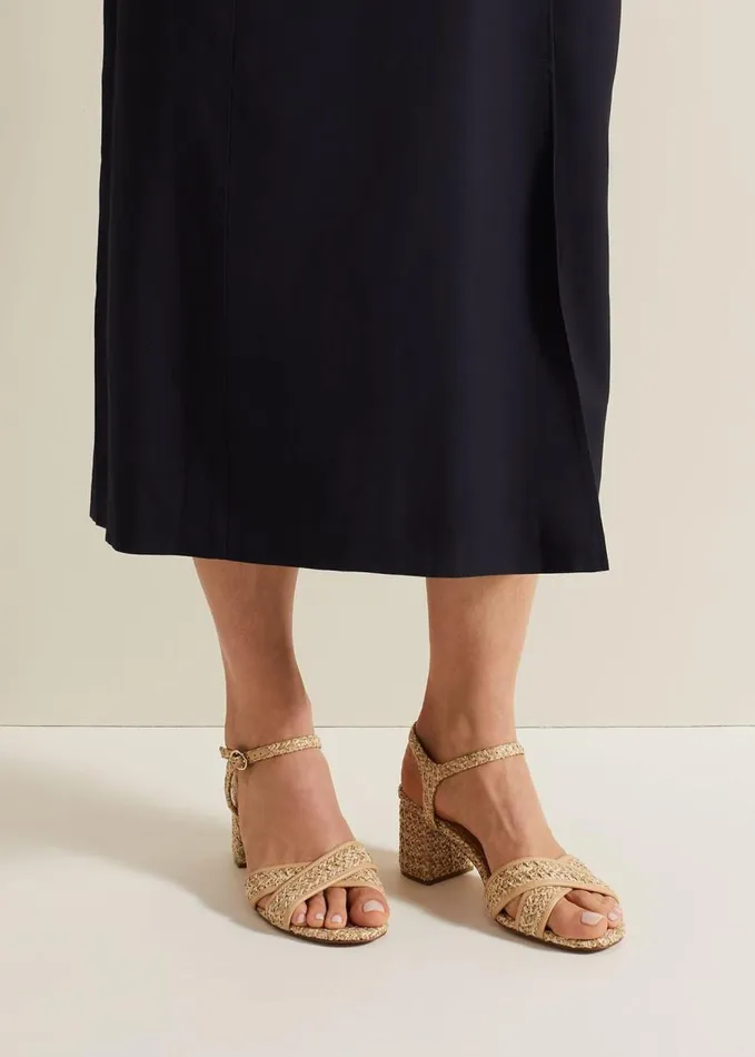 Phase Eight Raffia Block Heel Natural Women Heels
