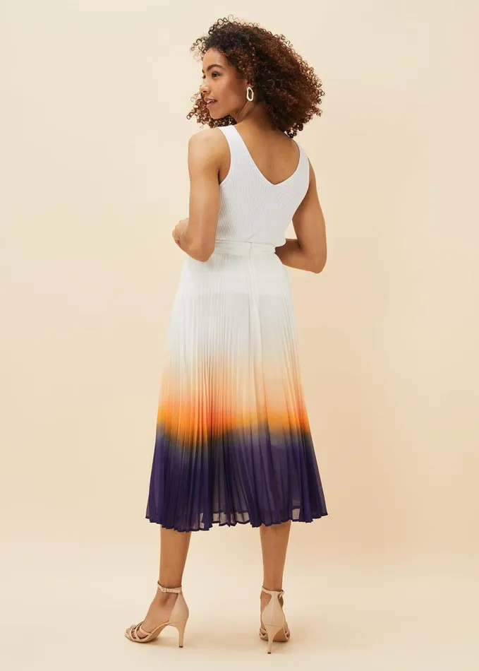 Phase Eight Raya Pleated Dip Dye Skirt Violetcream Women Skirts