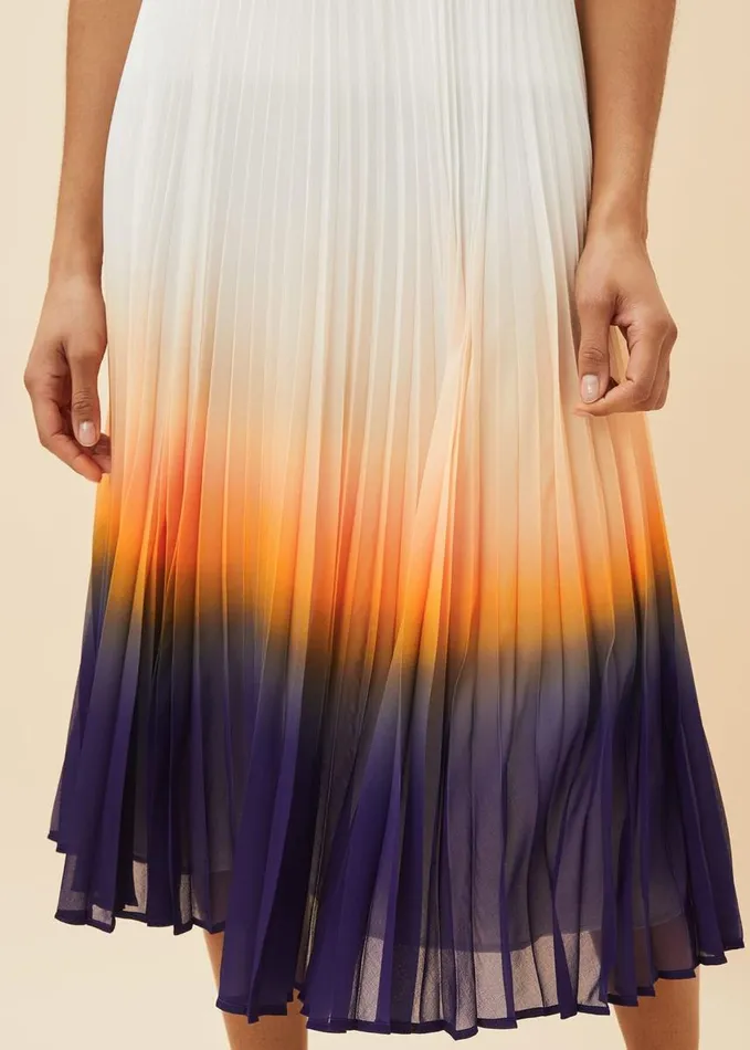 Phase Eight Raya Pleated Dip Dye Skirt Violetcream Women Skirts