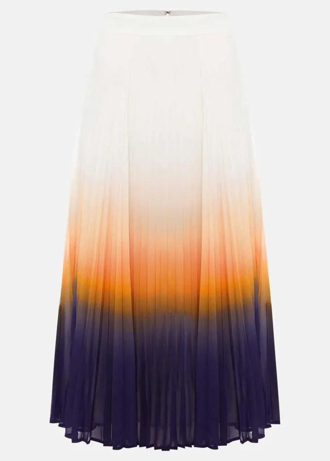 Phase Eight Raya Pleated Dip Dye Skirt Violetcream Women Skirts