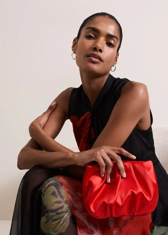 Phase Eight Red Satin Bag Red Women Bags and Clutches