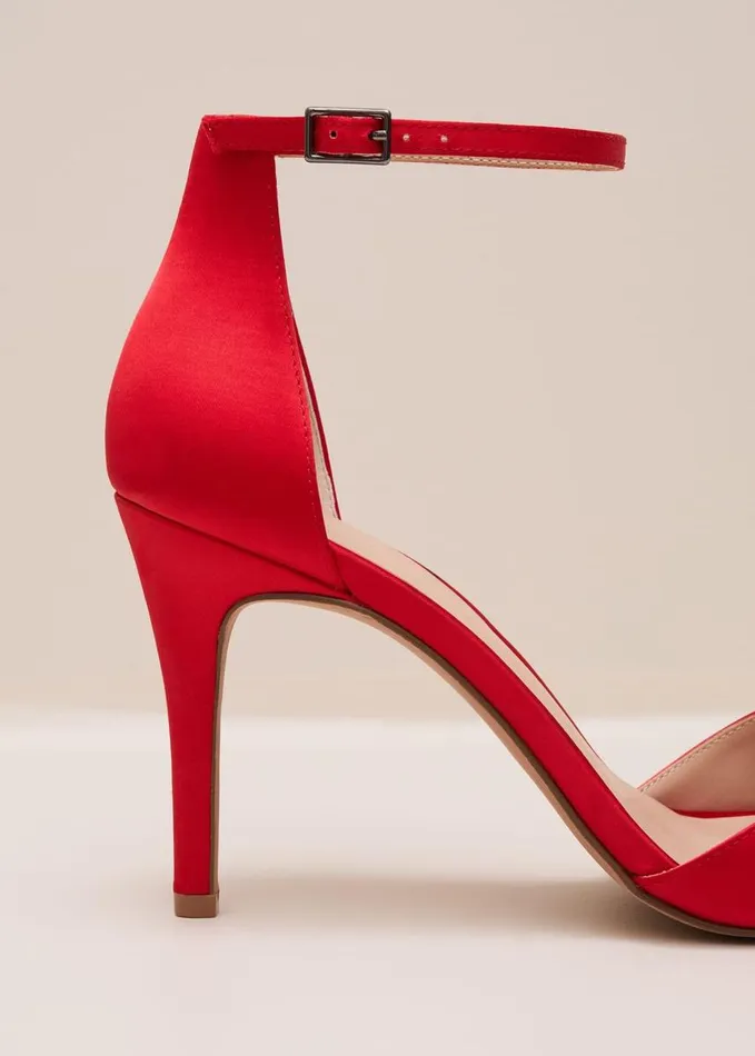 Phase Eight Red Satin Corsage Flower Sandal Red Women Occasion Shoes