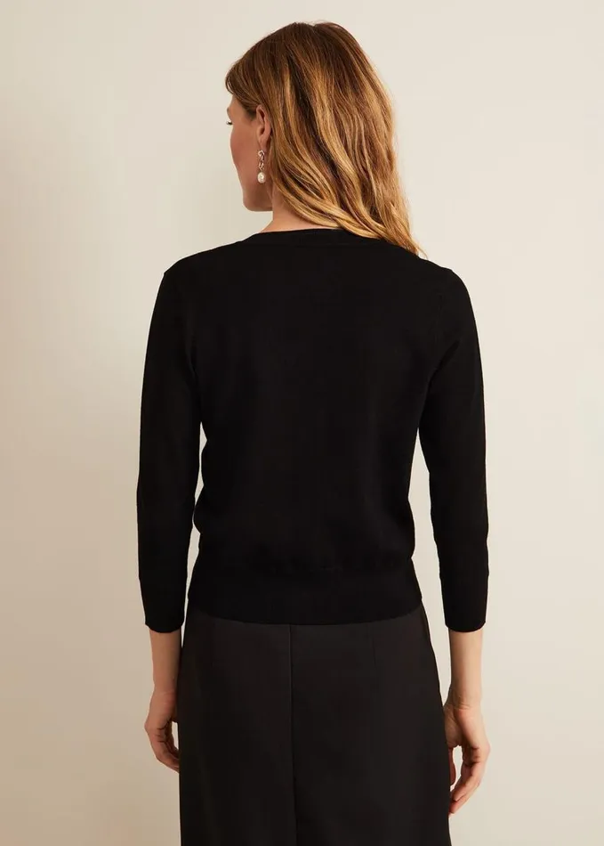 Phase Eight Robin Button Through Cardigan Black Women Knitwear