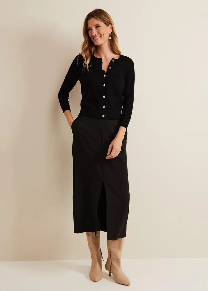 Phase Eight Robin Button Through Cardigan Black Women Knitwear