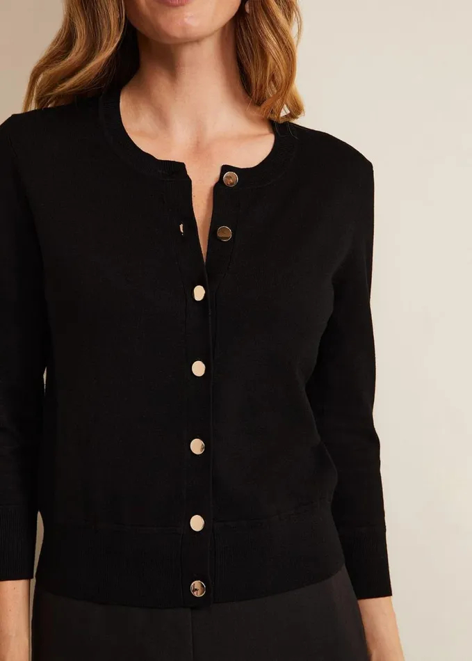 Phase Eight Robin Button Through Cardigan Black Women Knitwear