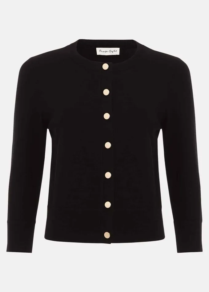 Phase Eight Robin Button Through Cardigan Black Women Knitwear