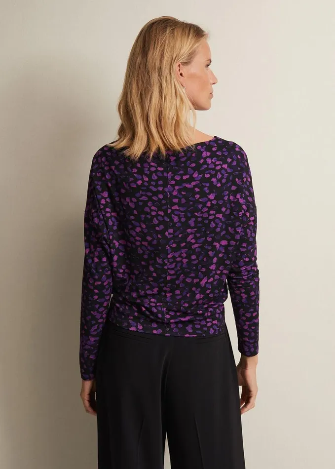 Phase Eight Ronie Abstract Pleated Top Purple Women Tops and TShirts