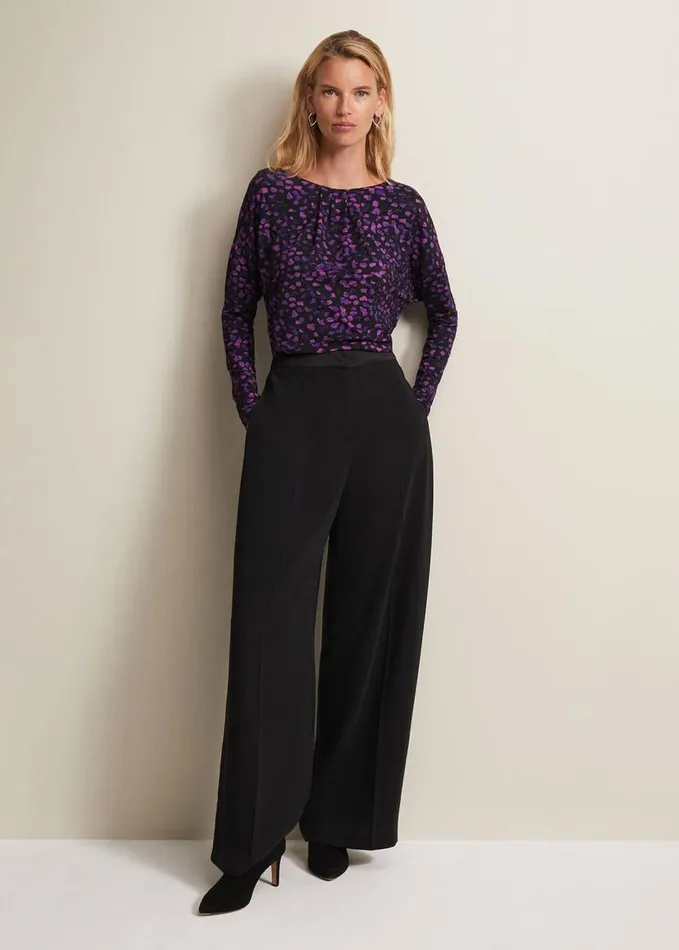 Phase Eight Ronie Abstract Pleated Top Purple Women Tops and TShirts
