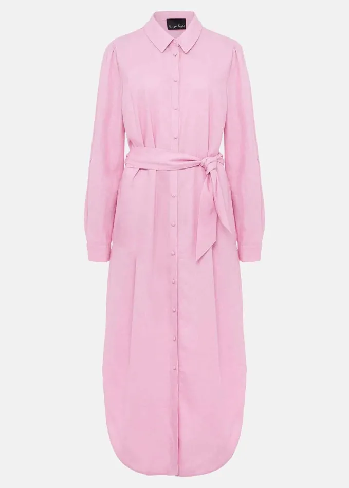 Phase Eight Rosalina Pink Linen Shirt Dress Pink Women Dresses
