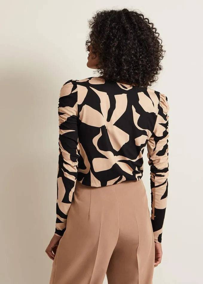 Phase Eight Rosalita Bow Print Top Neutral Women Tops and TShirts