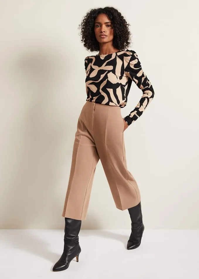 Phase Eight Rosalita Bow Print Top Neutral Women Tops and TShirts