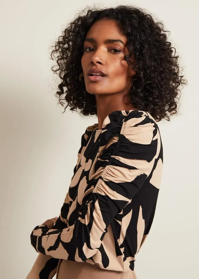 Phase Eight Rosalita Bow Print Top Neutral Women Tops and TShirts