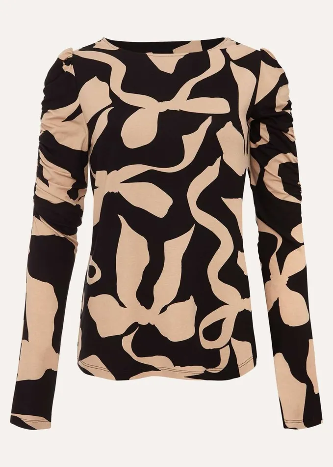 Phase Eight Rosalita Bow Print Top Neutral Women Tops and TShirts
