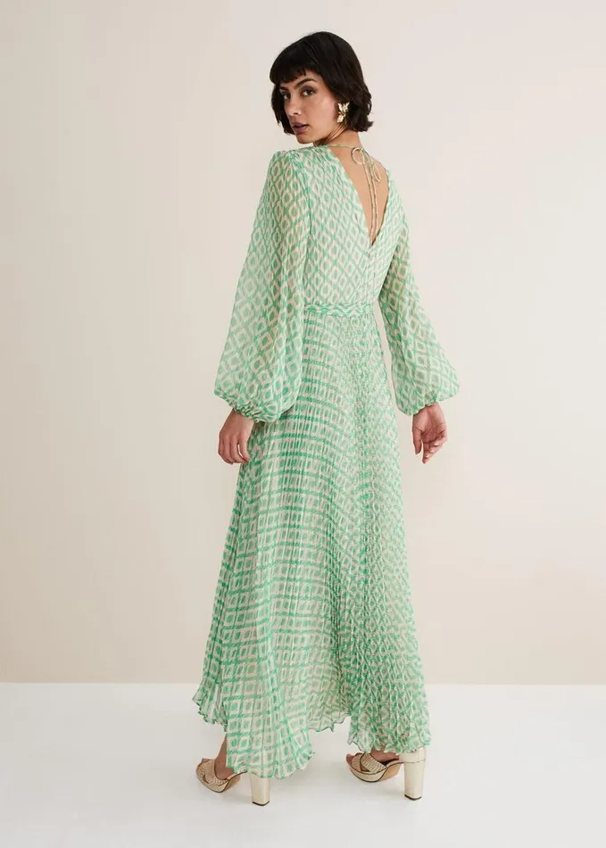 Phase Eight Roxanna Pleated Diamond Maxi Dress Powder Pinkgreen Women Dresses