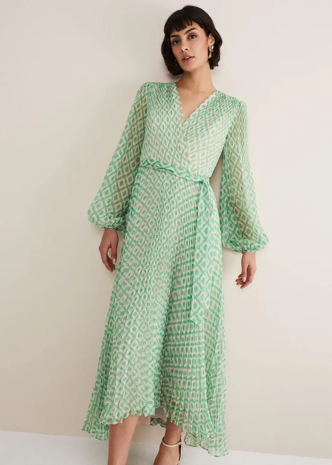 Phase Eight Roxanna Pleated Diamond Maxi Dress Powder Pinkgreen Women Dresses