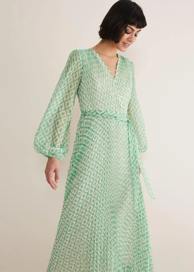Phase Eight Roxanna Pleated Diamond Maxi Dress Powder Pinkgreen Women Dresses