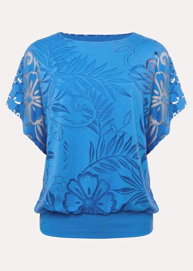 Phase Eight Rubi Burnout Top Sapphire Blue Women Tops and TShirts