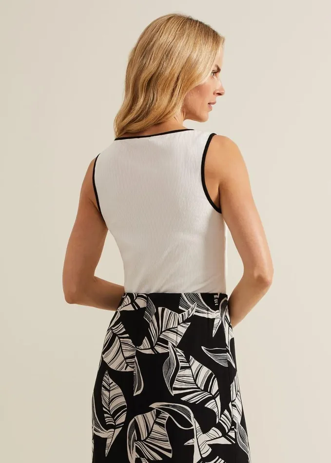 Phase Eight Rylan Contrast Detail Vest Top Ivory Women Tops and TShirts
