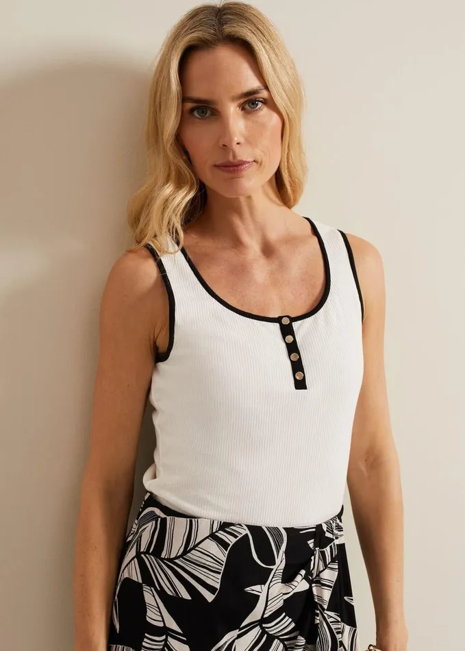 Phase Eight Rylan Contrast Detail Vest Top Ivory Women Tops and TShirts
