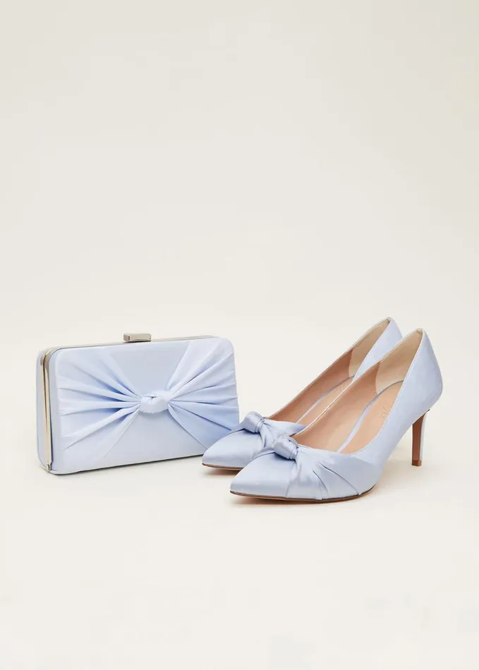 Phase Eight Satin Knot Front Court Shoe Cornflower Women Occasion Shoes