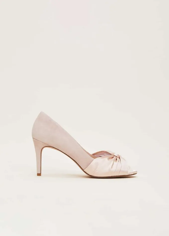 Phase Eight Satin Twist Peeptoe Shoe Latte Women Occasion Shoes