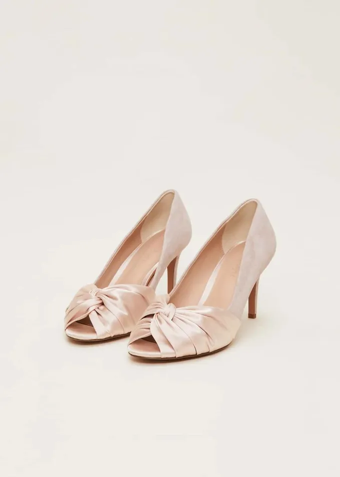 Phase Eight Satin Twist Peeptoe Shoe Latte Women Occasion Shoes