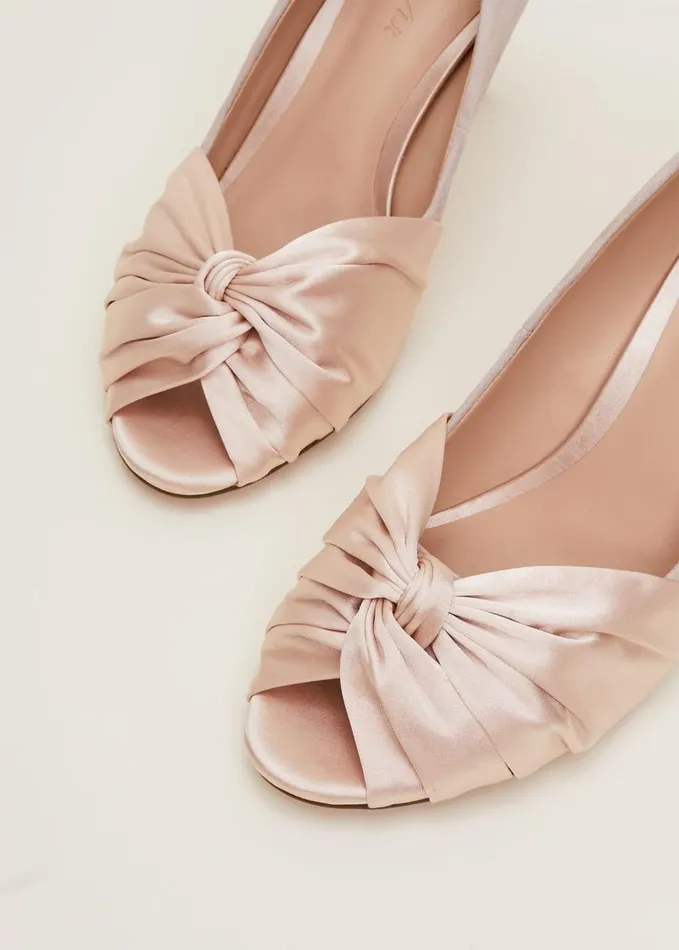 Phase Eight Satin Twist Peeptoe Shoe Latte Women Occasion Shoes