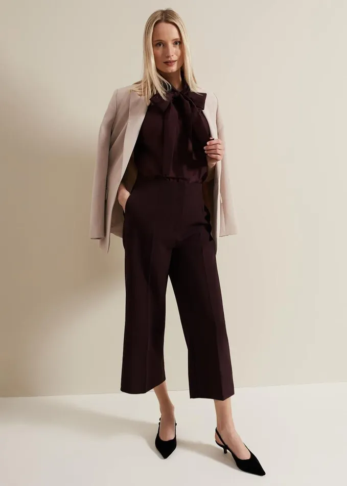Phase Eight Saylor Sleeveless Pussybow Blouse Burgundy Women Shirts and Blouses
