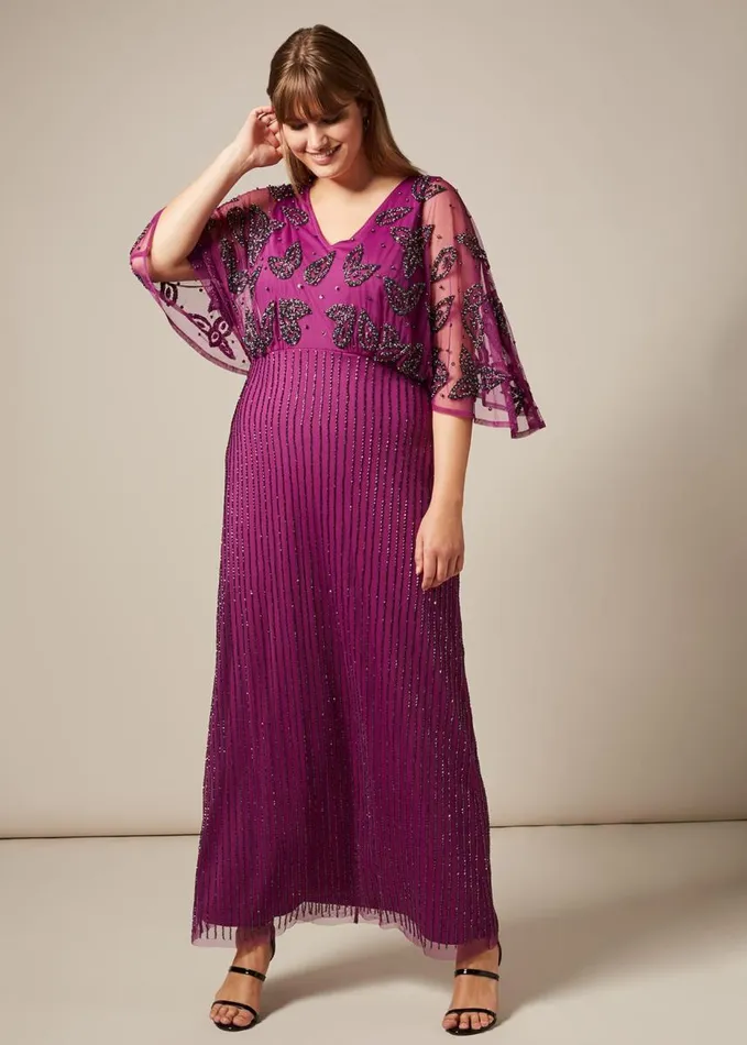 Phase Eight Selene Beaded Maxi Dress Magenta Women Dresses