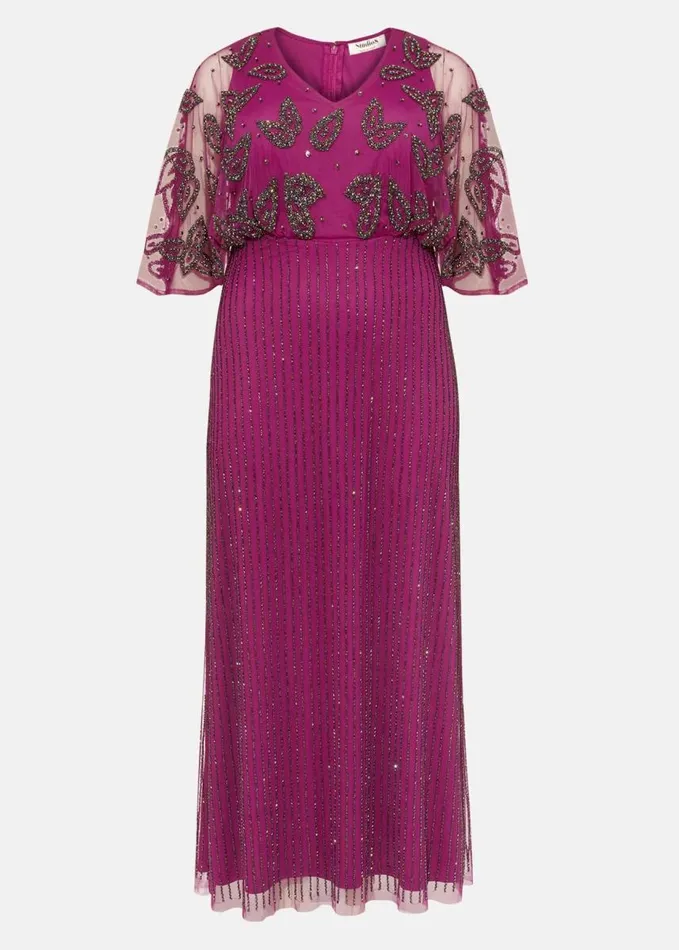 Phase Eight Selene Beaded Maxi Dress Magenta Women Dresses