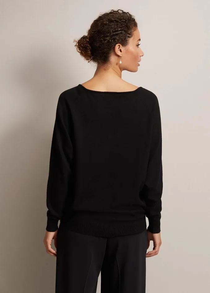 Phase Eight Senita Fine Knit VNeck Jumper Black Women Knitwear