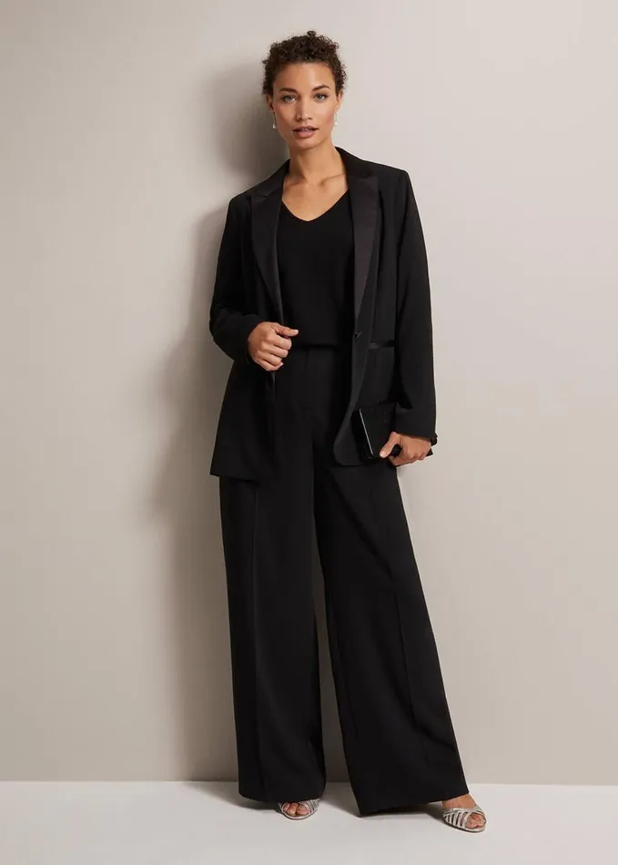 Phase Eight Senita Fine Knit VNeck Jumper Black Women Knitwear