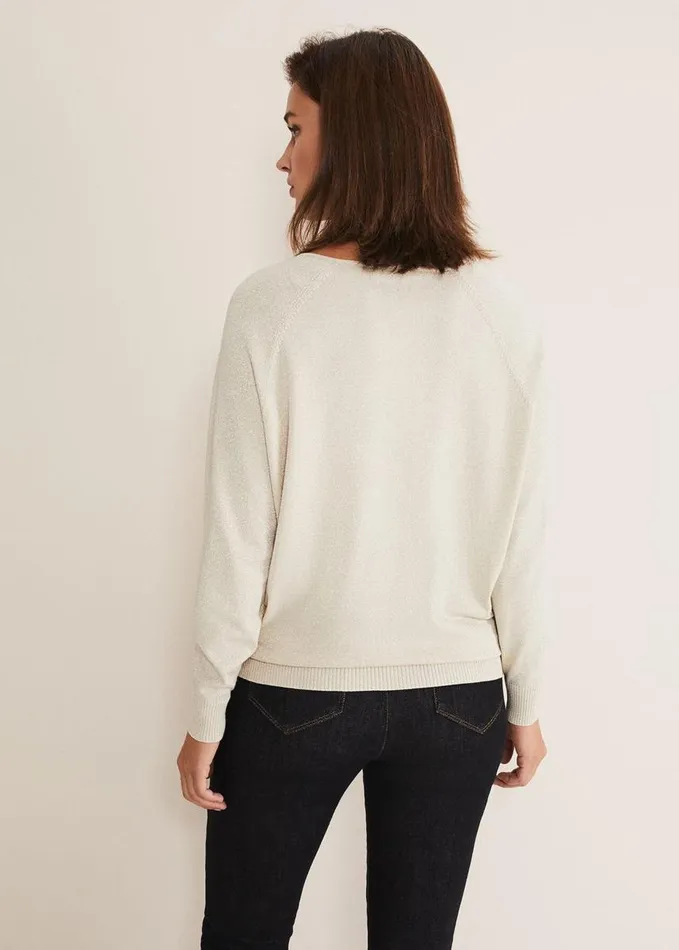 Phase Eight Senita V Neck Lurex Jumper Gold Women Knitwear