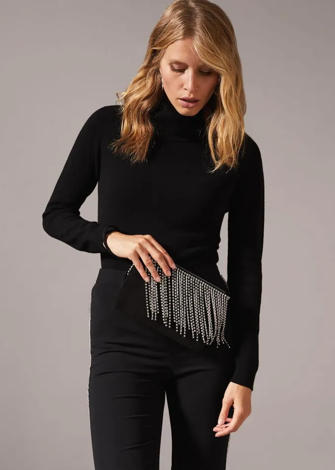 Phase Eight Shae Sparkle Tassel Clutch Bag Black Women Bags and Clutches