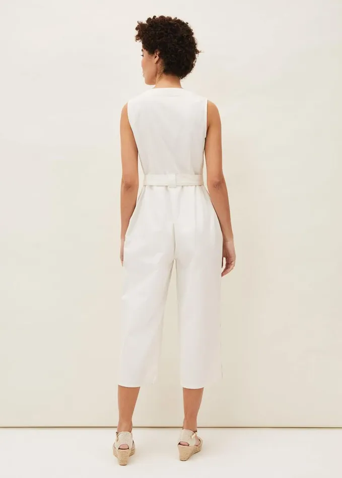 Phase Eight Shemi Denim Jumpsuit White Women Dresses