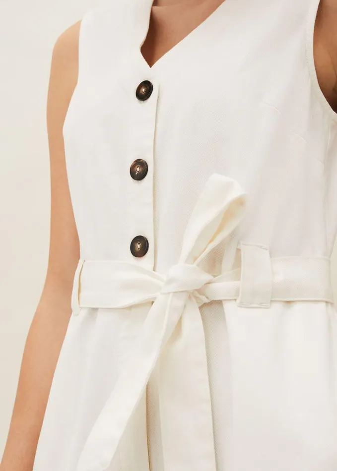 Phase Eight Shemi Denim Jumpsuit White Women Dresses