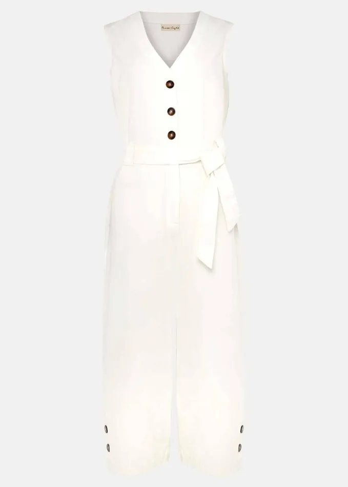 Phase Eight Shemi Denim Jumpsuit White Women Dresses
