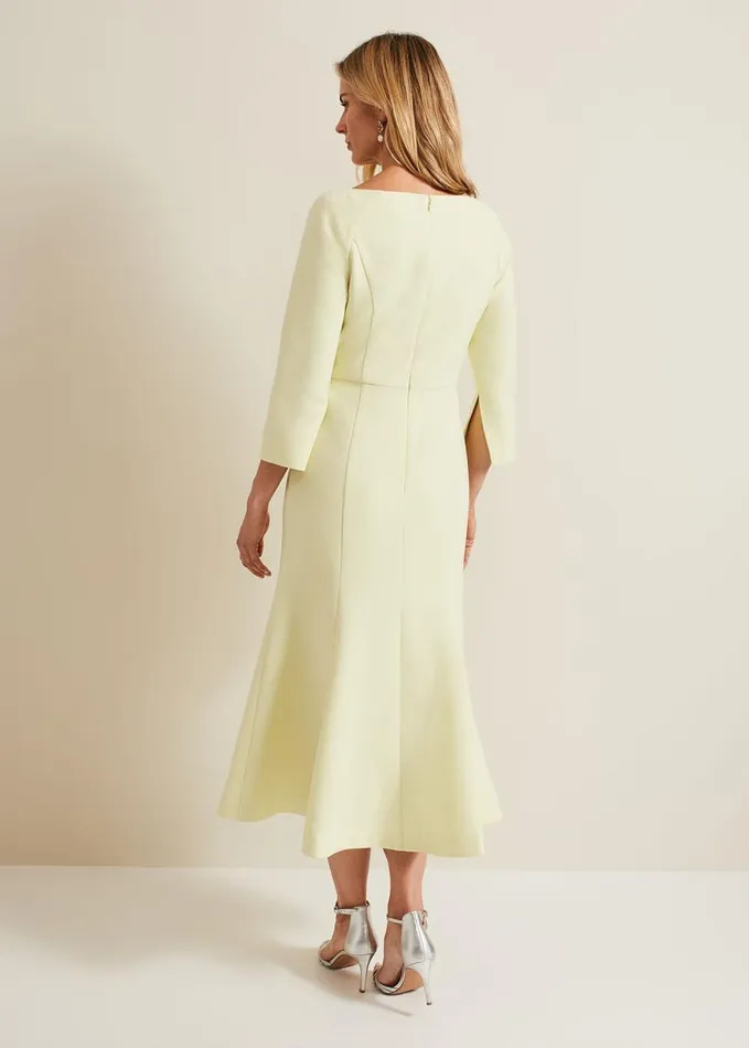 Phase Eight Sienna Tux Button Midi Dress Pale Yellow Women Dresses