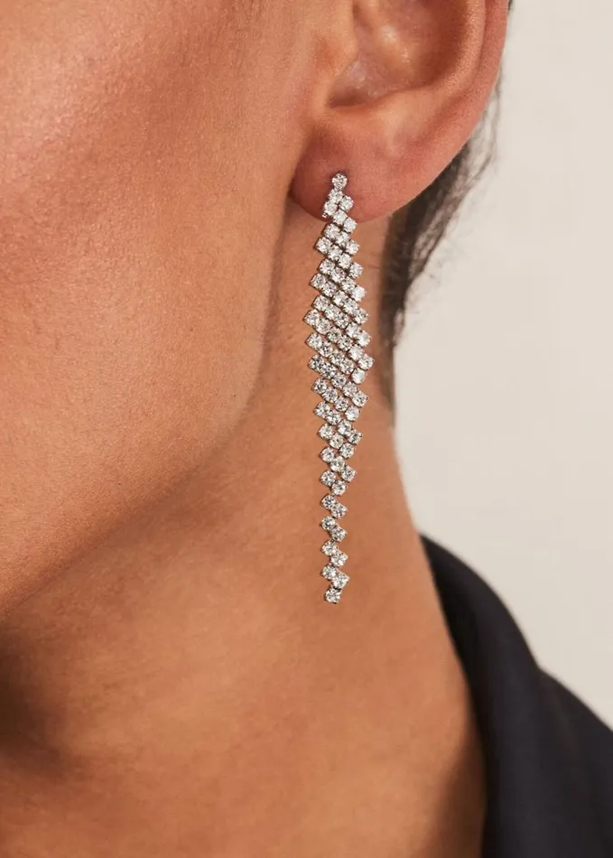 Phase Eight Silver Graduated Stone Drop Earrings Silver Women Jewellery